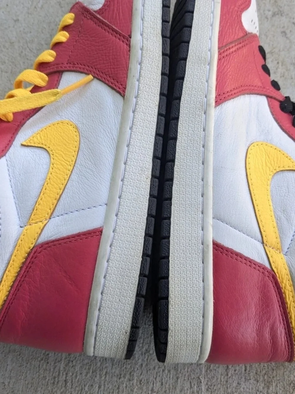 Air Jordan 1 High Top Sneakers - White, Pink & Yellow Men 10.5